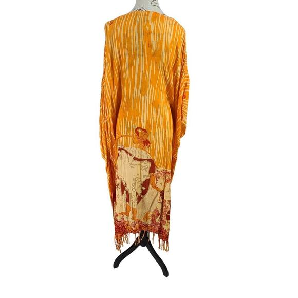 Sahara Vintage kaftan women's one Size Plus Muu Muu House dress orange Dopamine - Picture 1 of 8